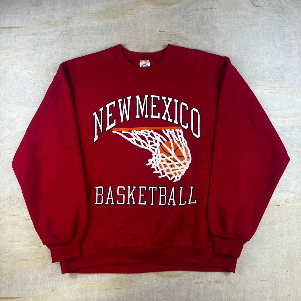 Vintage Jerzees Super Sweats New Mexico Basketball Sweatshirt Red Mens Large USA